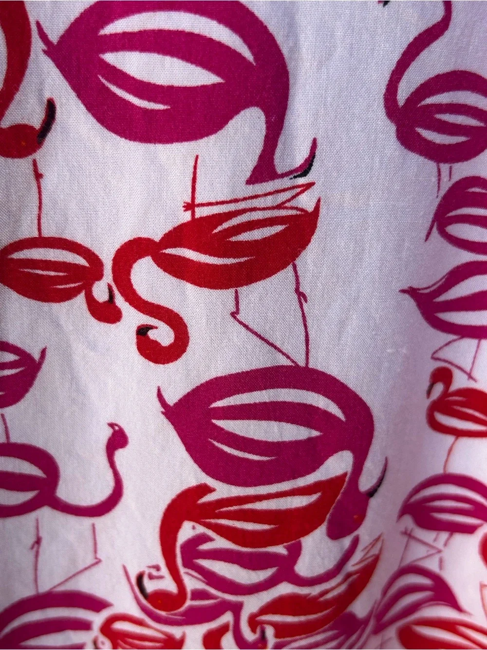 Josie Natori Flamingo Print Sleep Shirt Pajamas Large Red White Coastal Resort